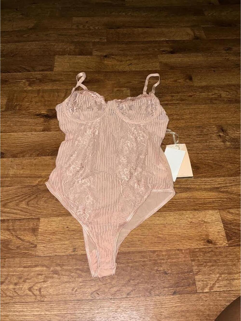 Blashe Pink Lace and Mesh Bodysuit Medium